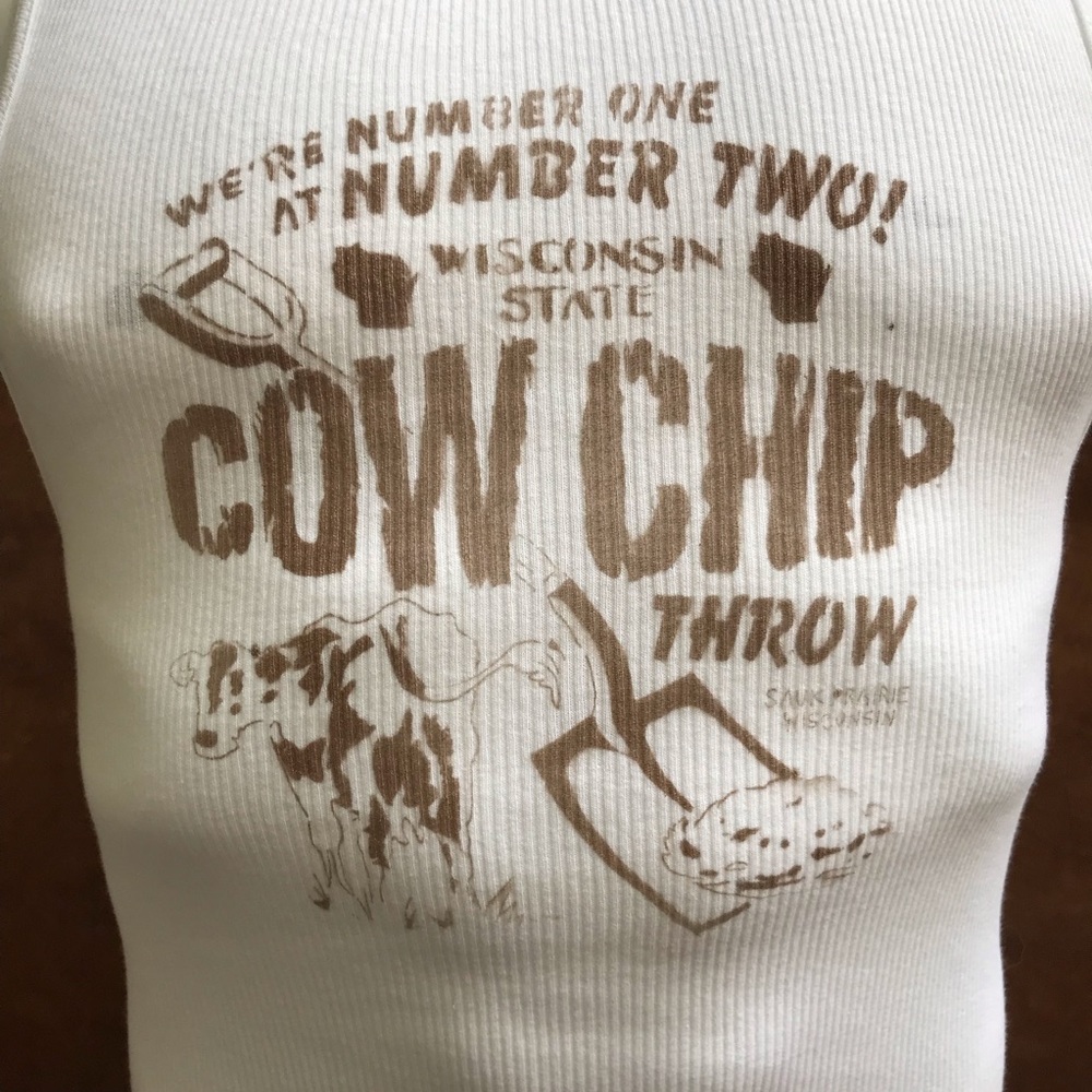 WISCONSIN STATE Cow Chip Throw Funny Wisconsin farm graffiti soft tank top S